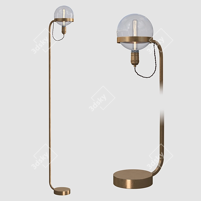 Braxton Brass Floor Lamp 3D model image 1