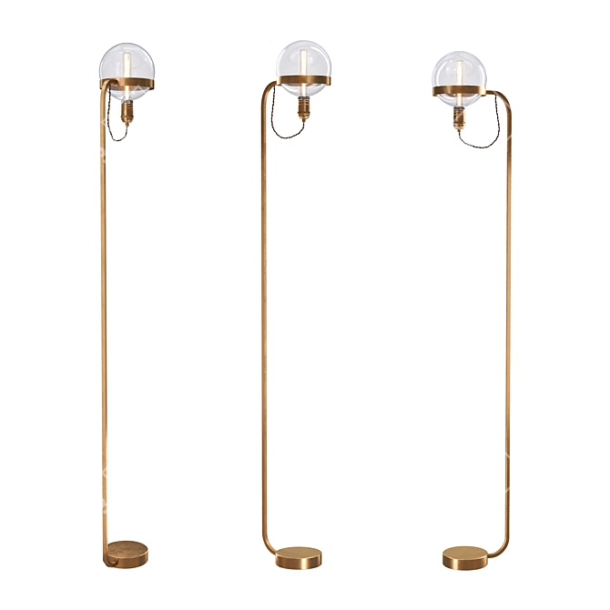 Braxton Brass Floor Lamp 3D model image 6