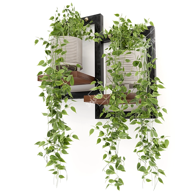 Rustic Concrete Pot with Indoor Hanging Plants Set 3D model image 3