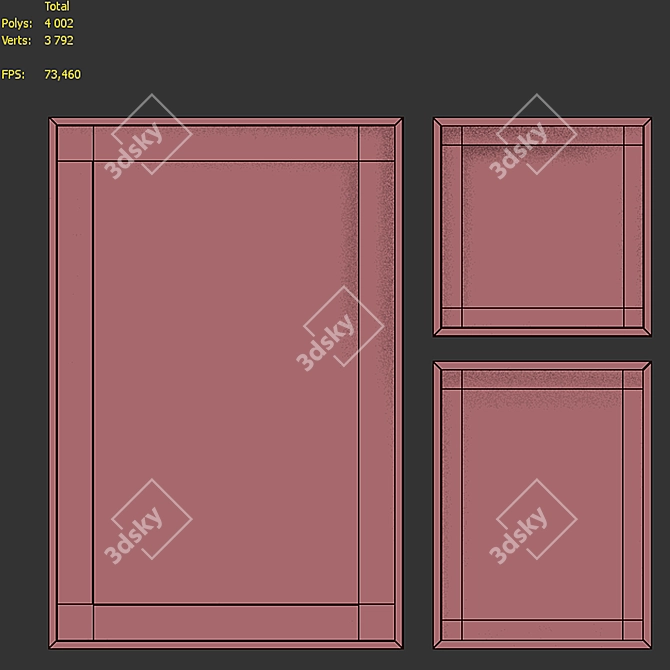 Abstract Line Picture Frame Set 3D model image 7