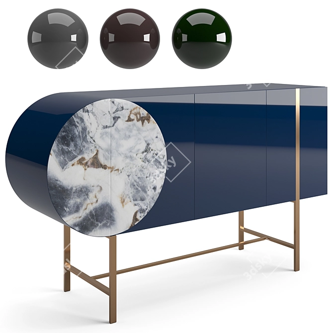Luxury Ocean Storm Marble Baxter Selene Dresser 3D model image 1