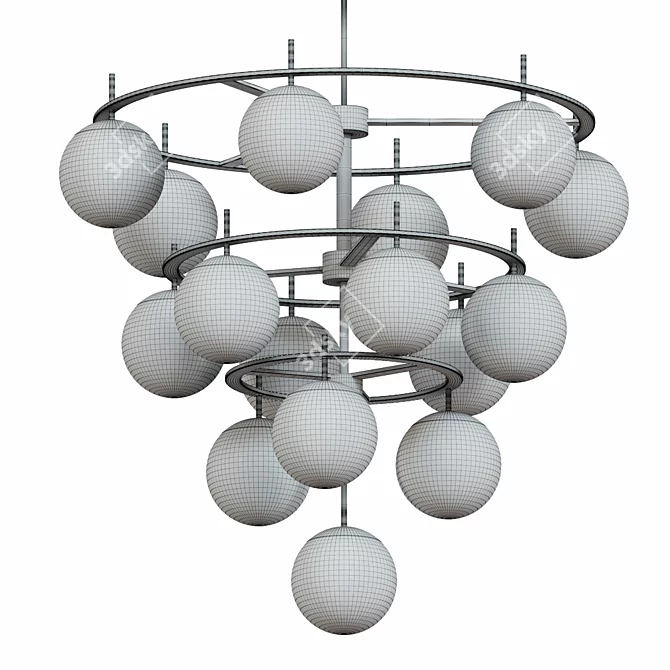 Alluria 36" Weathered Black & Gold Chandelier 3D model image 2