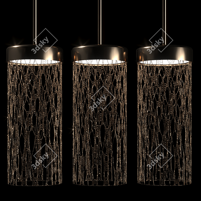 Triple Metal Pendant Lamp 3D model image 1