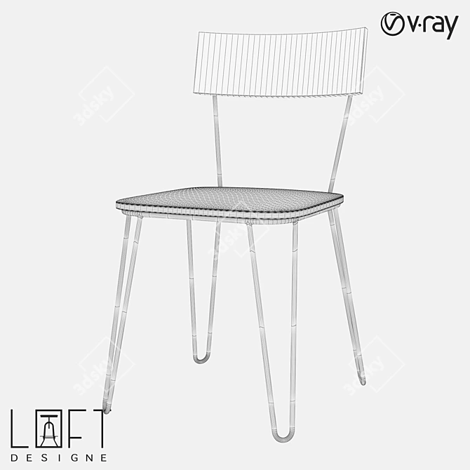 Stylish Wood and Metal Chair 3D model image 2