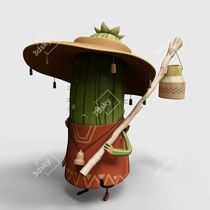 Desert Cowboy Cactus Figurine 3D model image 1