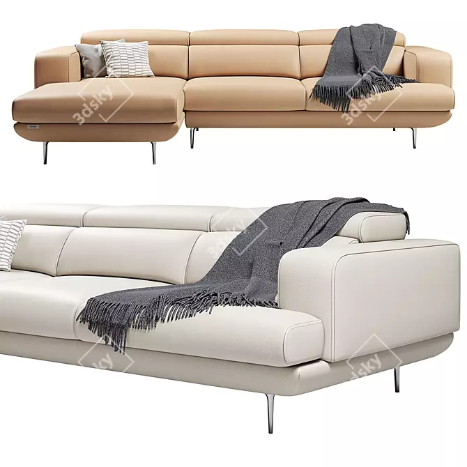 FENDA Millet Corner Sofa: Stylish & Spacious 3D model image 2