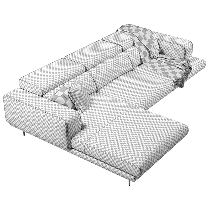 FENDA Millet Corner Sofa: Stylish & Spacious 3D model image 5