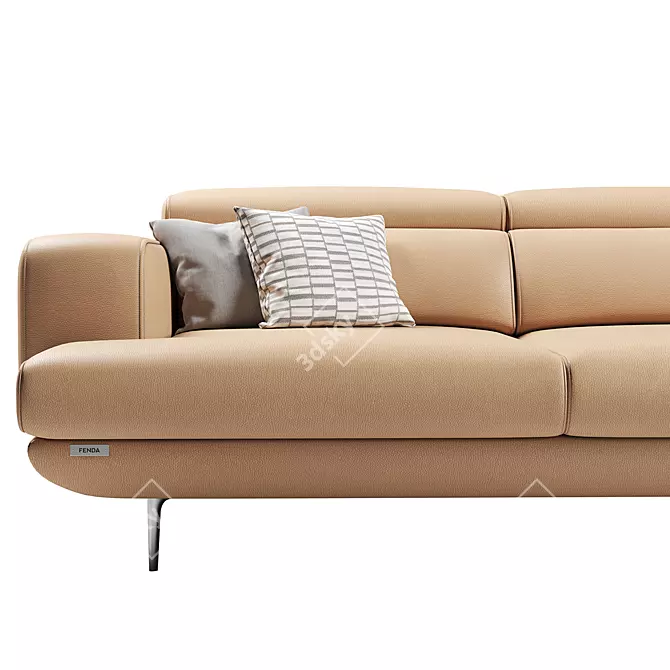 FENDA Millet 3-Seater Sofa: Stylish Comfort for Your Living Space 3D model image 3