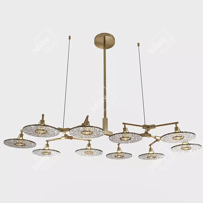 Art-Deco Brass Pendant Light 3D model image 1