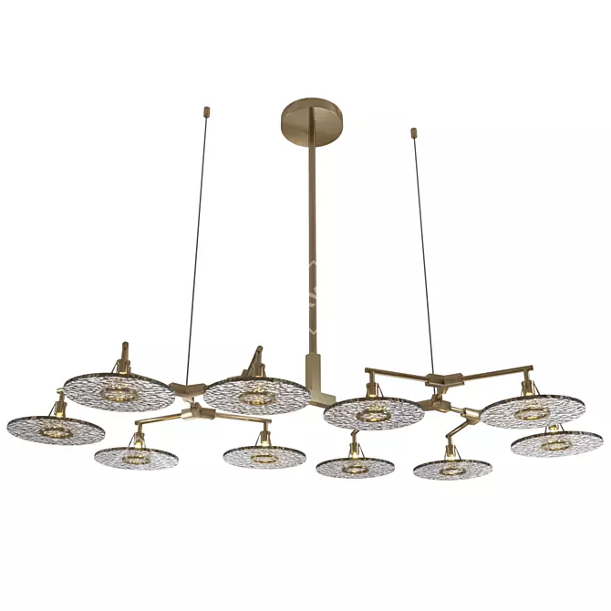 Art-Deco Brass Pendant Light 3D model image 3