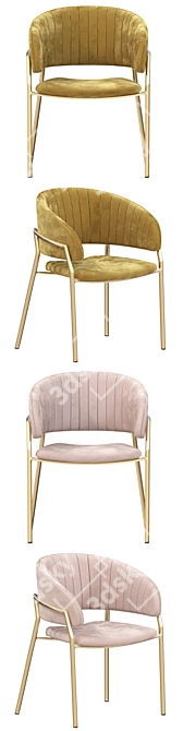 Elegant Velvet Gold Chair 3D model image 2