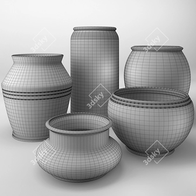 Modern Vase Collection: Variety of 5 Unique Designs 3D model image 4