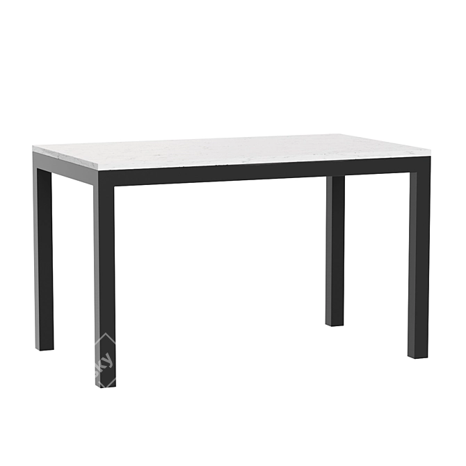 Elegant Marble Dining Table with Dark Steel Base 3D model image 1