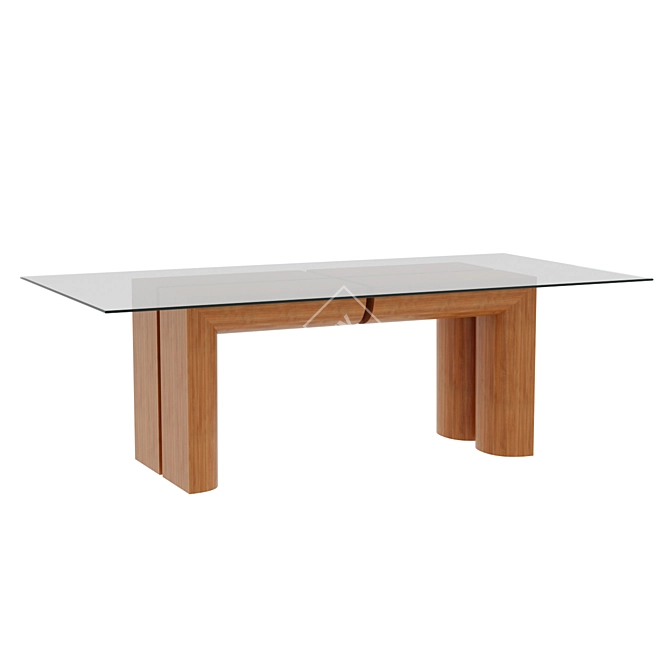 Modern Wood and Glass Dining Table 3D model image 1