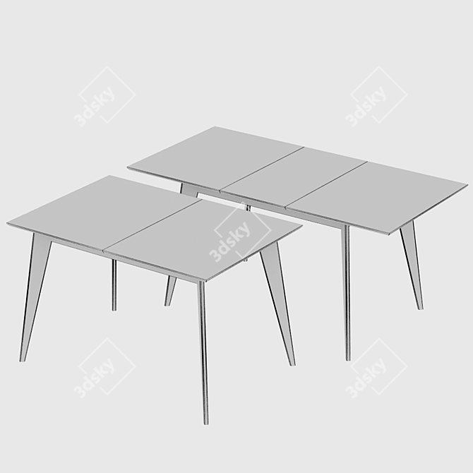 Gray-Marble Dining Table, 120-160cm 3D model image 4