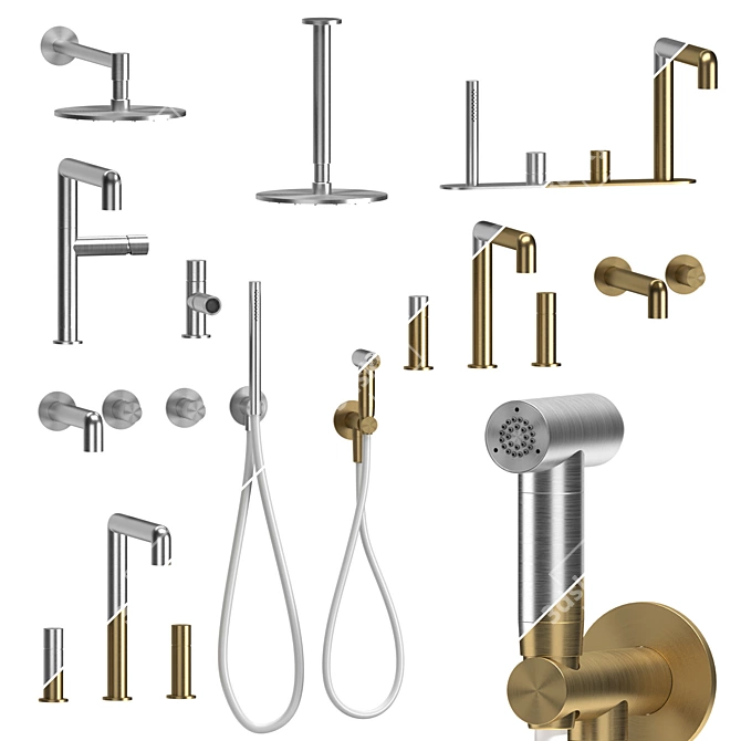 Cartesio Collection: Deluxe Bathroom Faucet Set 3D model image 2