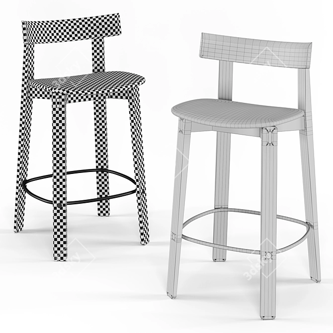 Modern and Compact Nora Counter Chair 3D model image 3