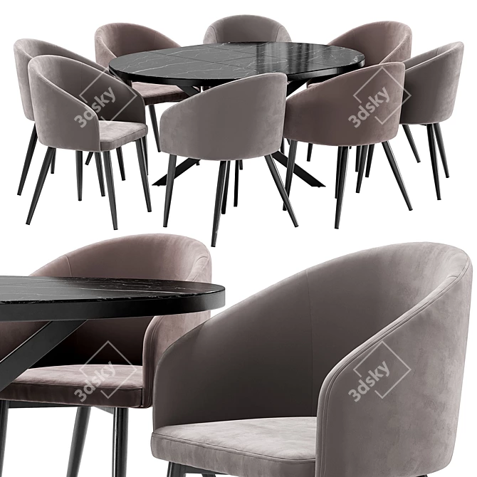  Elegant La Fontain Dining Chair and Astra Table Set 3D model image 3