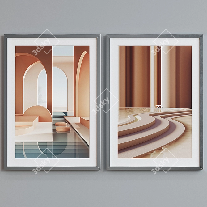 Modern Pool Interior Picture Frame Set 3D model image 2