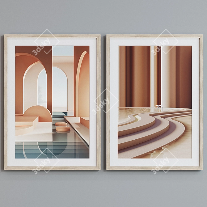 Modern Pool Interior Picture Frame Set 3D model image 5