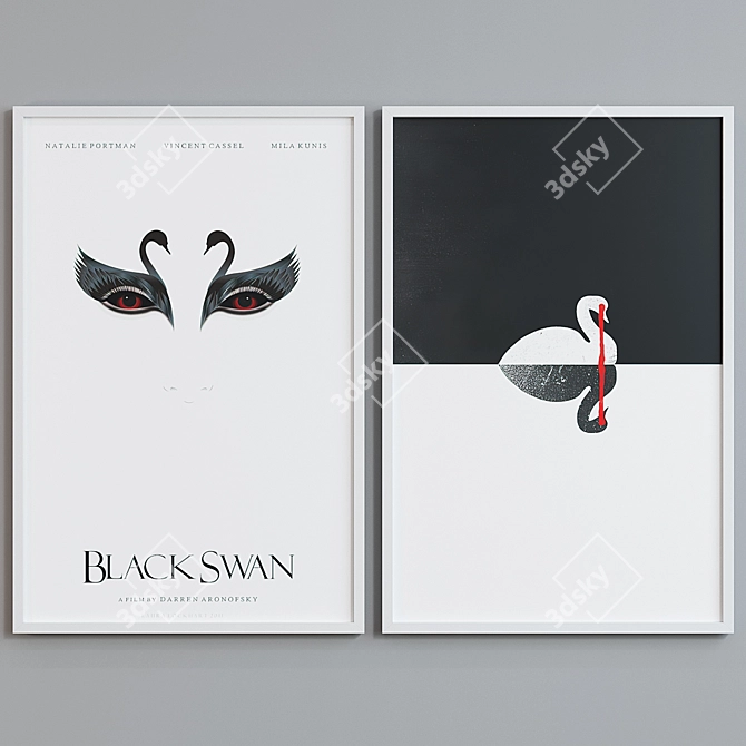 Modern Picture Frame Set with Black Swan Movie Posters 3D model image 2