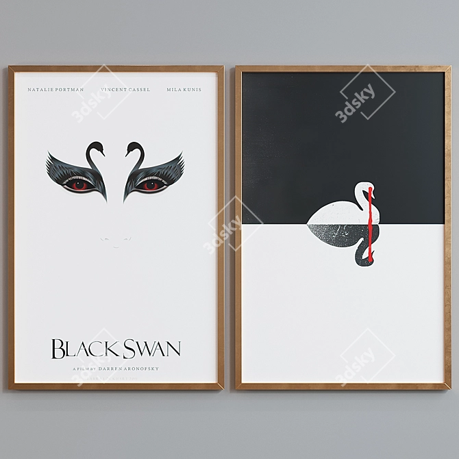 Modern Picture Frame Set with Black Swan Movie Posters 3D model image 4