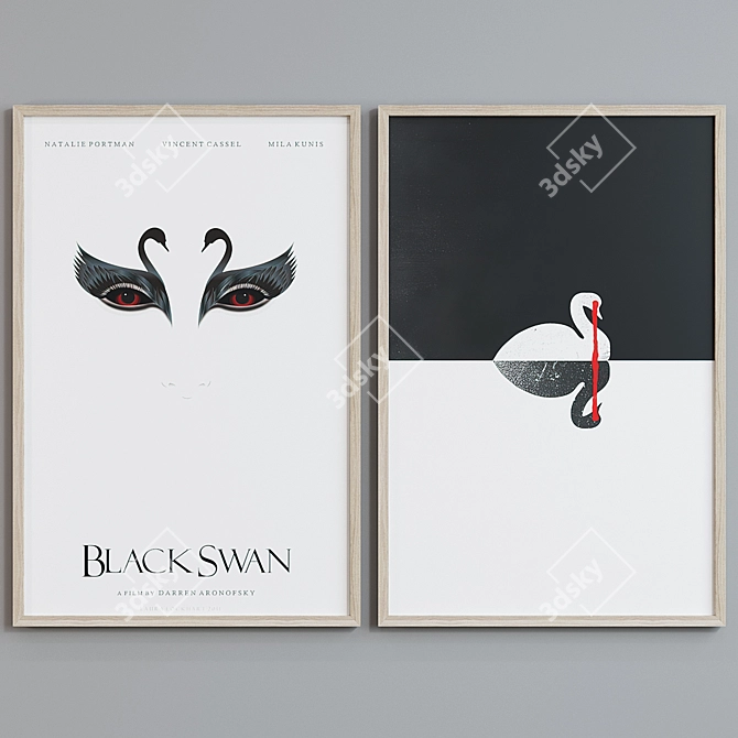 Modern Picture Frame Set with Black Swan Movie Posters 3D model image 5