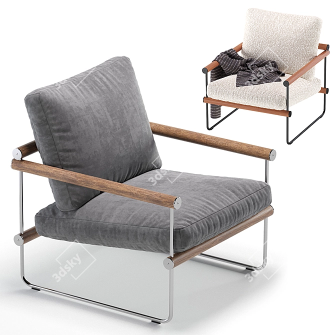 Modern Ross Chair Set: Stylish West Elm Design 3D model image 2