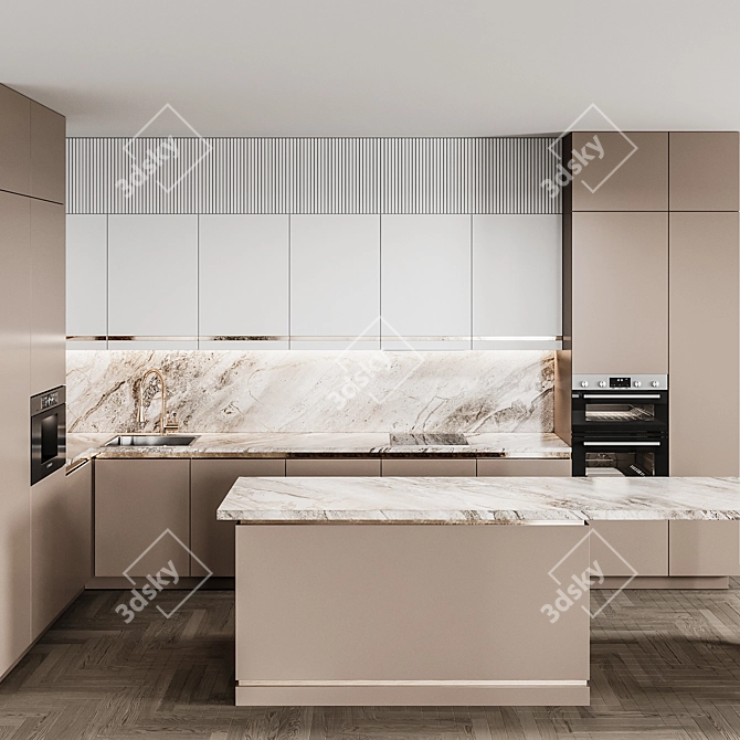 Adjustable Modern Kitchen 3D model image 2