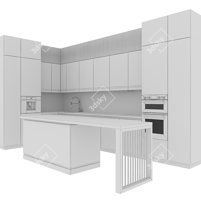 Adjustable Modern Kitchen 3D model image 7