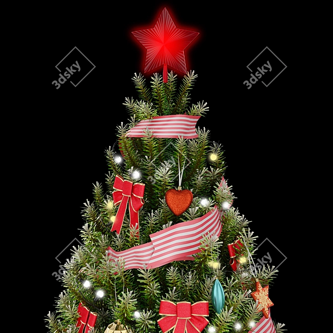 Festive Green Christmas Tree 3D model image 3