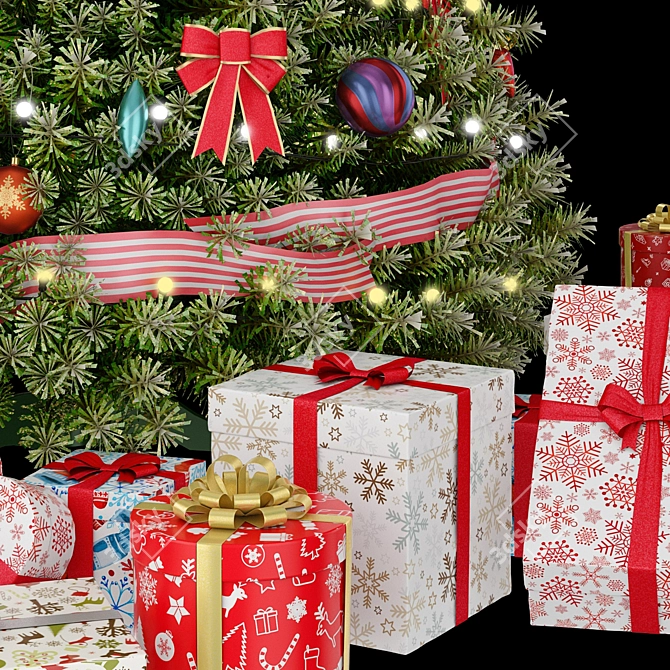 Festive Green Christmas Tree 3D model image 4
