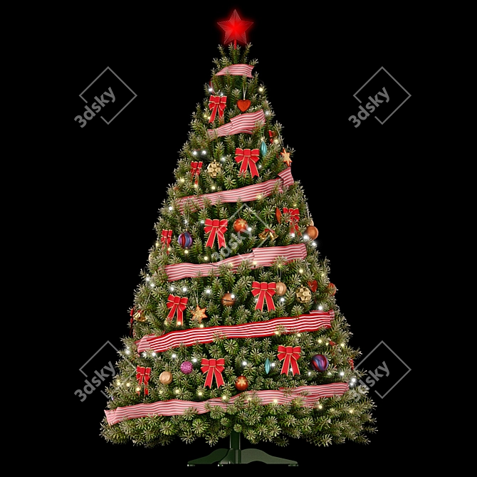 Festive Green Christmas Tree 3D model image 5