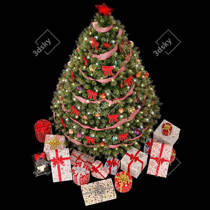 Festive Green Christmas Tree 3D model image 6