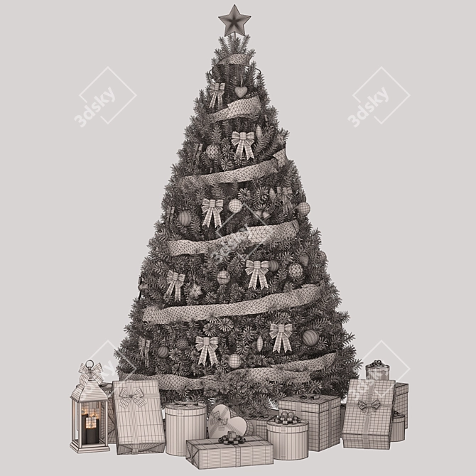 Festive Green Christmas Tree 3D model image 7