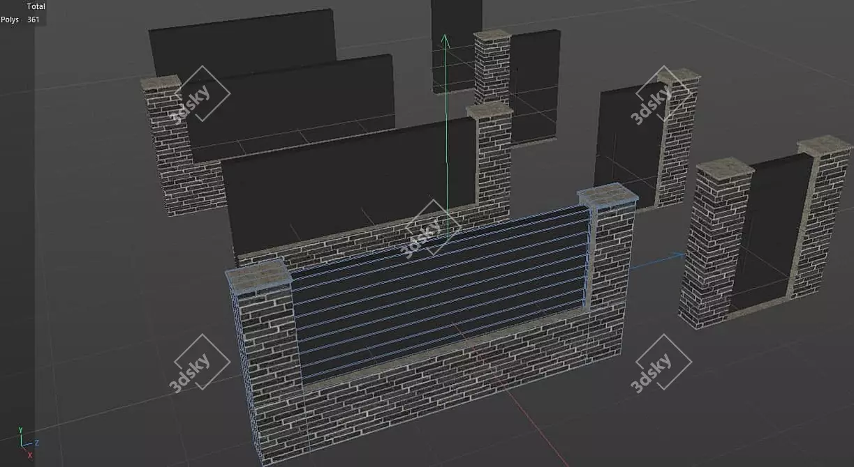 Sleek Fence with Wicket Gate 3D model image 4