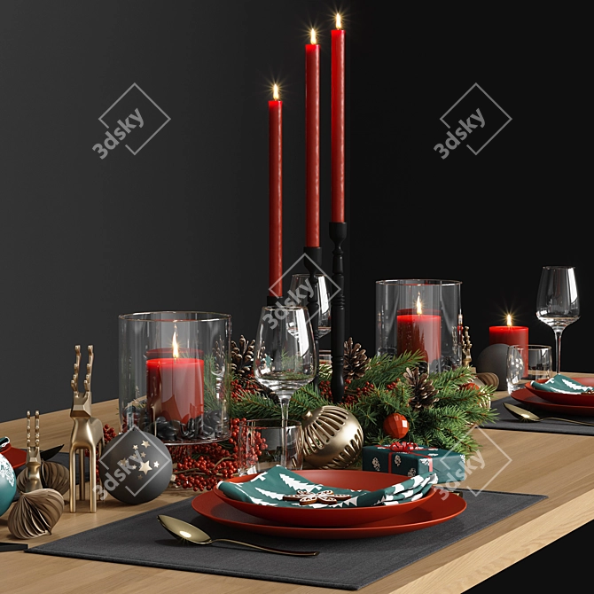 Festive Table Setting 3D model image 2