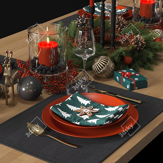 Festive Table Setting 3D model image 3