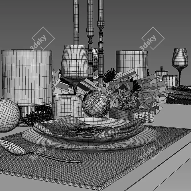 Festive Table Setting 3D model image 4
