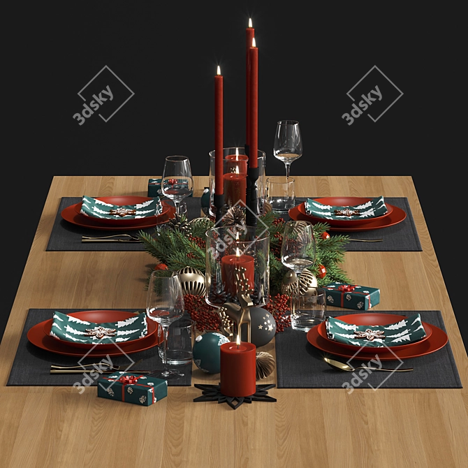 Festive Table Setting 3D model image 5