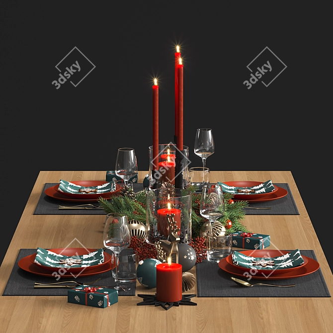 Festive Table Setting 3D model image 8