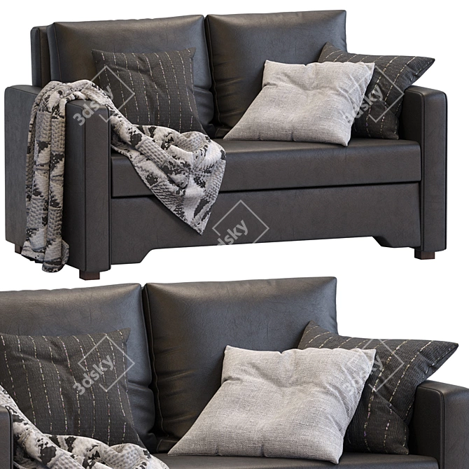 Sleek Bekkseda Leather Sofa 3D model image 2