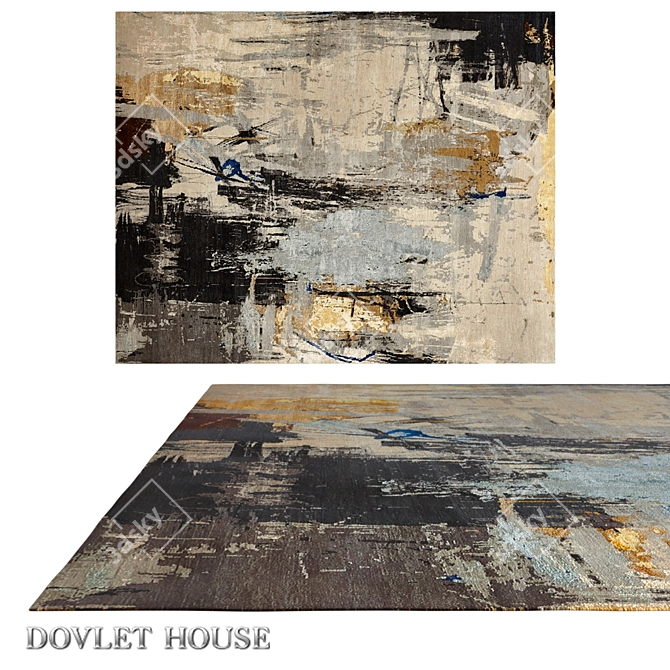 Title: "Luxury Silk and Wool Dovlet House Carpet 3D model image 1