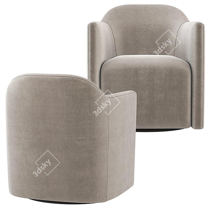 Blu Dot About Face Swivel Chair - Modern Velvet Lounge Seating 3D model image 5