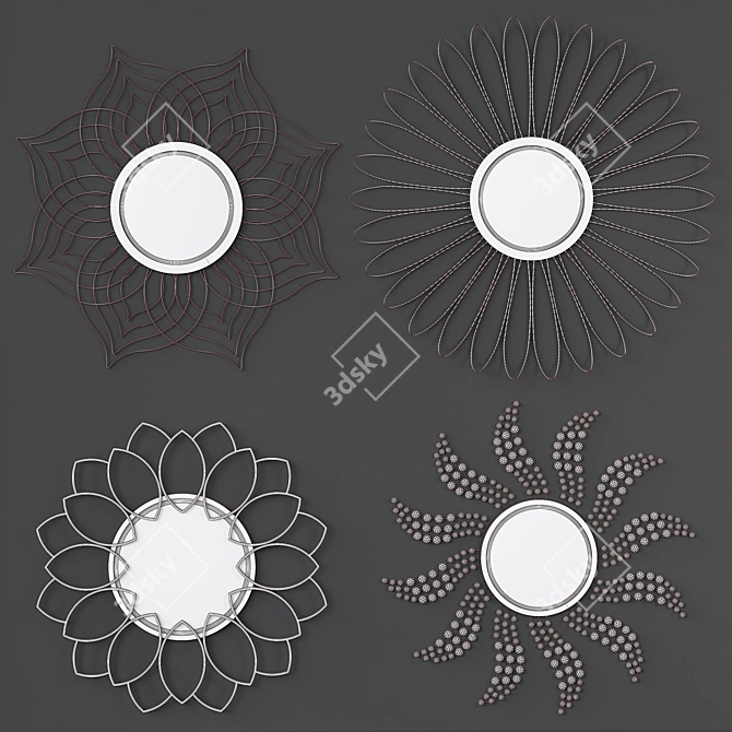 Reflective Sunflower Mirror Set 3D model image 7