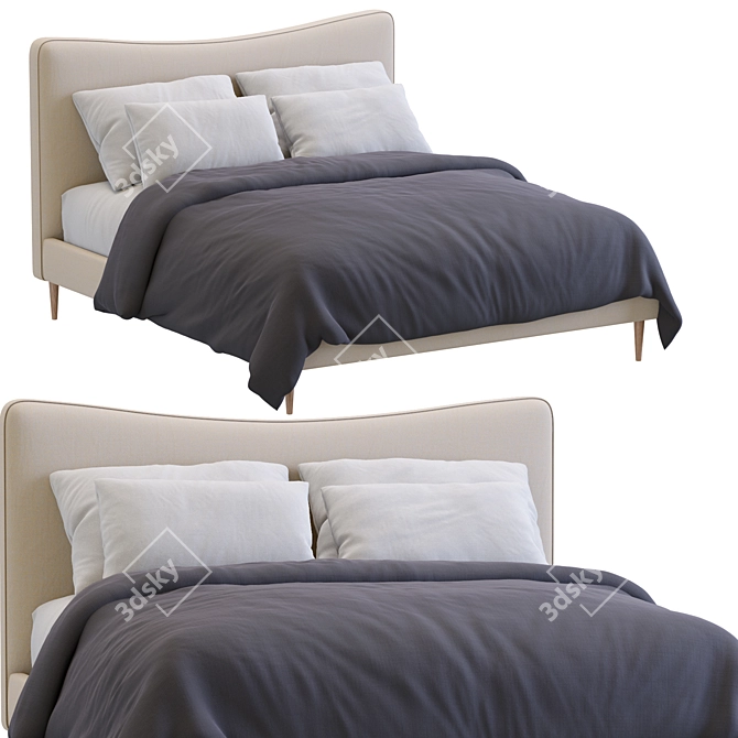 Elegant Myla Bed by West Elm - Timeless and Chic 3D model image 3