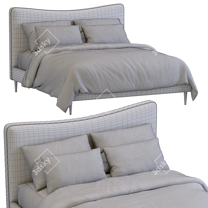 Elegant Myla Bed by West Elm - Timeless and Chic 3D model image 4