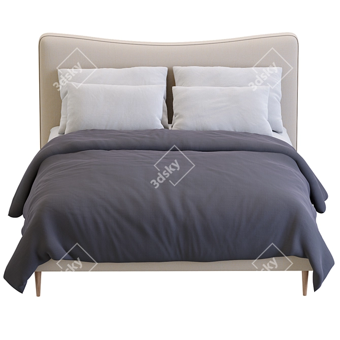 Elegant Myla Bed by West Elm - Timeless and Chic 3D model image 7