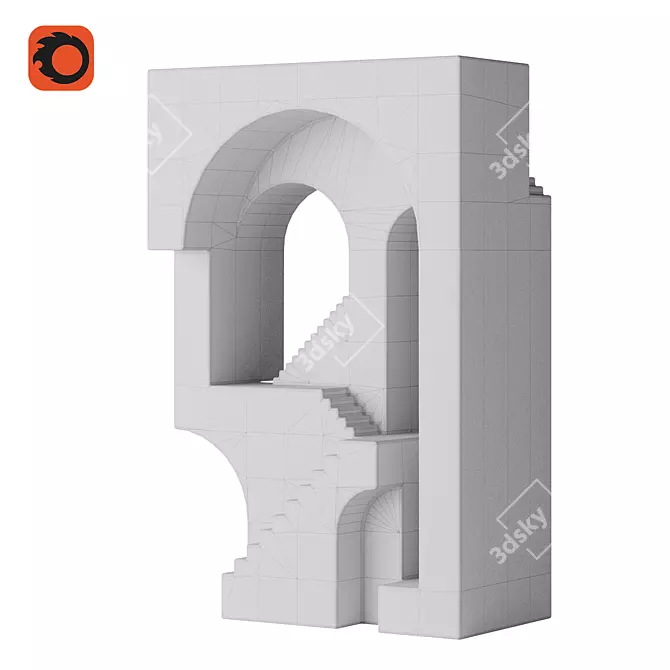 Concrete Sculpture Stairway Replica 3D model image 4