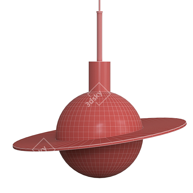 Saturn Pendant Light in Copper 3D model image 2